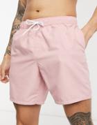 Asos Design Swim Shorts In Pink In Mid Length