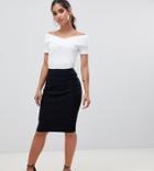 Asos Design Petite High Waisted Pencil Skirt-black