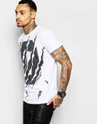 Diesel T-shirt T-diego-fn Crewneck Large D Slash Print In White - White