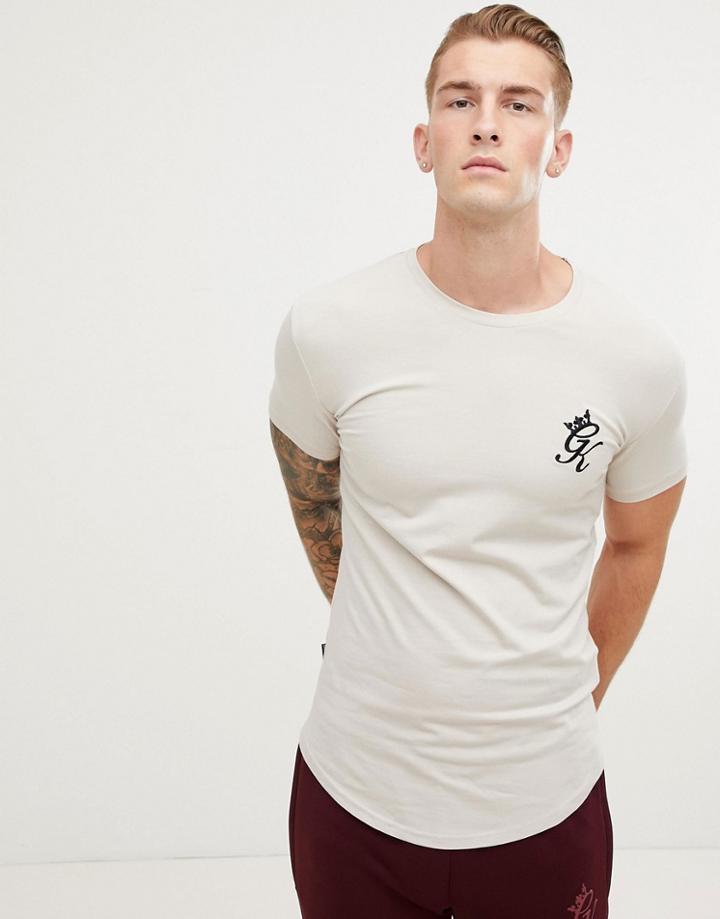 Gym King Longline Fitted T-shirt In Cloud - White