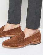 Hudson London Romney Suede Penny Loafer Shoes - Tan