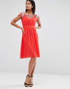 Little Mistress Embroidered Sweetheart Dress - Red