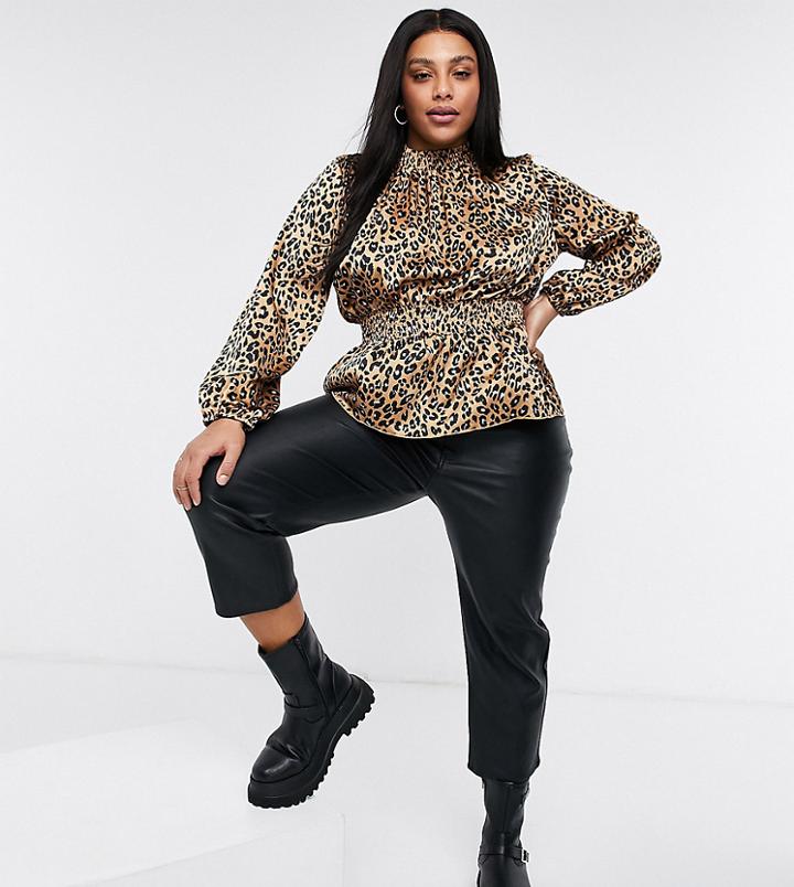 Outrageous Fortune Plus High Neck Top In Animal Print-multi