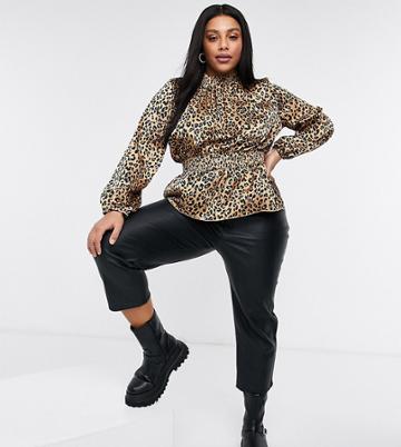 Outrageous Fortune Plus High Neck Top In Animal Print-multi