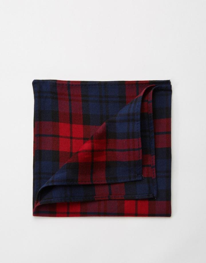 Asos Pocket Square In Red Check - Red