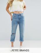 Miss Selfridge Petite Distressed Mom Jeans - Blue
