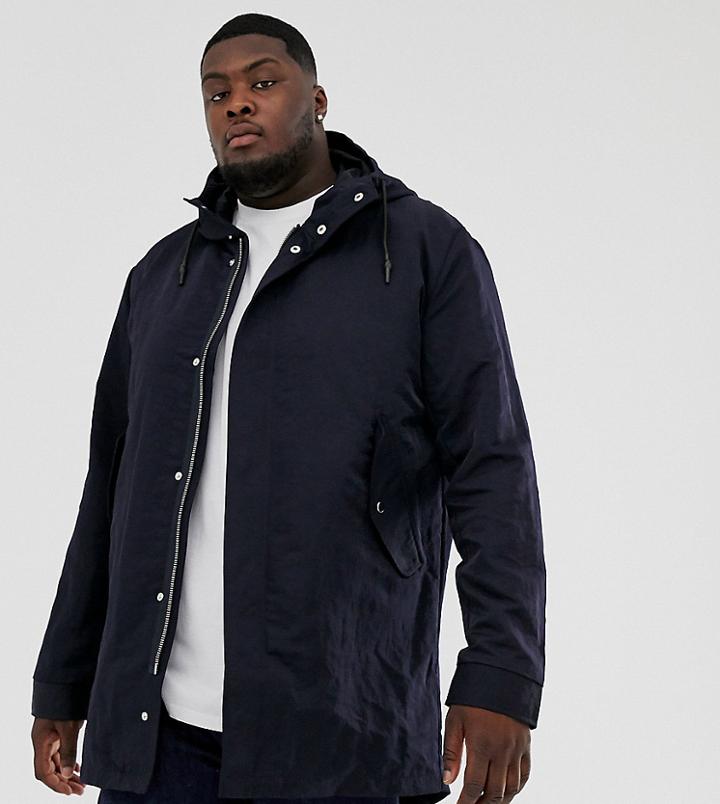 Asos Design Plus Parka Jacket With Detachable Vest Liner In Navy