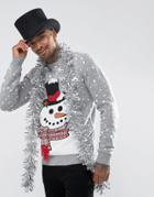 Threadbare 3d Snowman Holidays Sweater - Gray