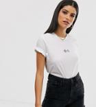 Asos Design Tall T-shirt With Tiny Sun And Moon In Organic Cotton - White