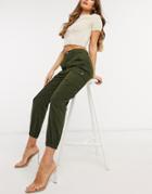 Femme Luxe Cargo Trouser With Pocket Detail In Khaki-green