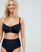Pour Moi Zip Underwired Bikini Top Dd - G Cup-black