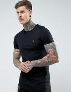 Noose & Monkey Muscle Fit Crew Neck T-shirt With Logo - Black