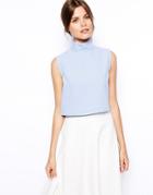 Asos High Neck Sleeveless Crop Top - Green