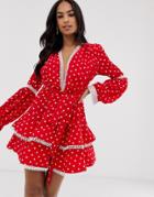 Bronx & Banco Margo Polka Dot Mini Dress-red