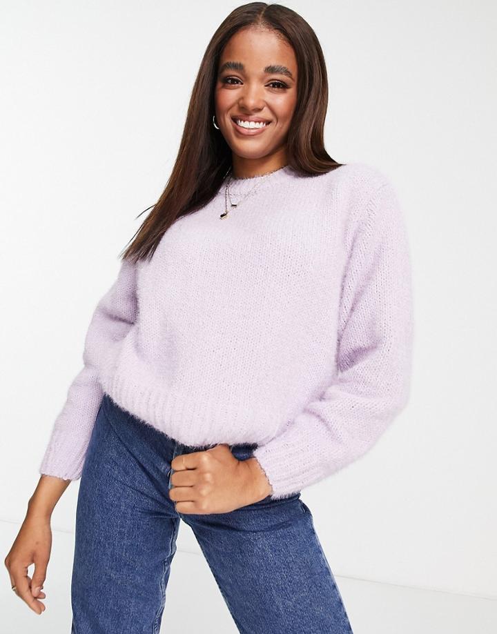 Pull & Bear Oversized Crew Neck Sweater In Lilac-purple