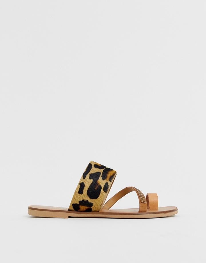 Kurt Geiger Dawn Leopard Print Mix Leather Sandal - Multi