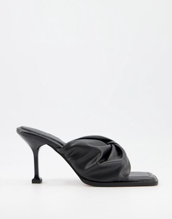 Asos Design Haggan Padded Bow Heeled Mules In Black