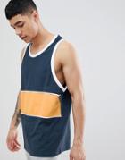 Asos Design Oversized Tank With Color Block In Polytricot-gray