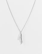 Designb Feather And Pearl Pendant In Silver