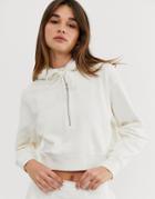 Weekday Half Zip Hoodie In White - White