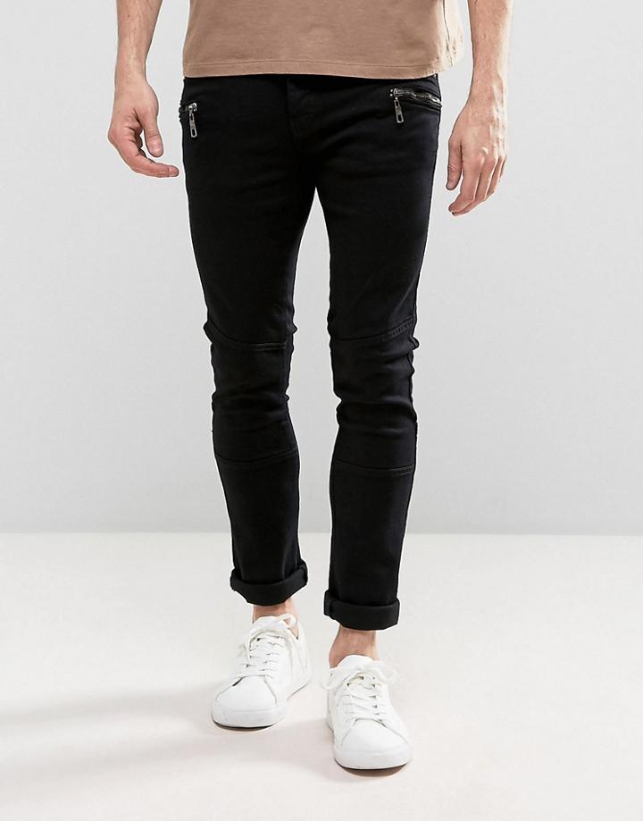 Loyalty And Faith Wager Paneled Skinny Jeans With Zips - Black