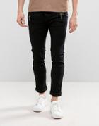 Loyalty And Faith Wager Paneled Skinny Jeans With Zips - Black