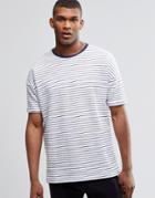 Asos Loungewear Oversized T-shirt With Stripe In Reverse Loopback Fabric - White