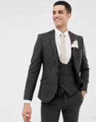 Twisted Tailor Super Skinny Suit Jacket In Charcoal Donegal Tweed - Gray