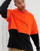 Asos Design Oversized Hoodie With Double Layer Sleeve And Hem In Orange