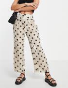 Y.a.s High Waisted Cropped Pants In Beige Spot - Part Of A Set-neutral