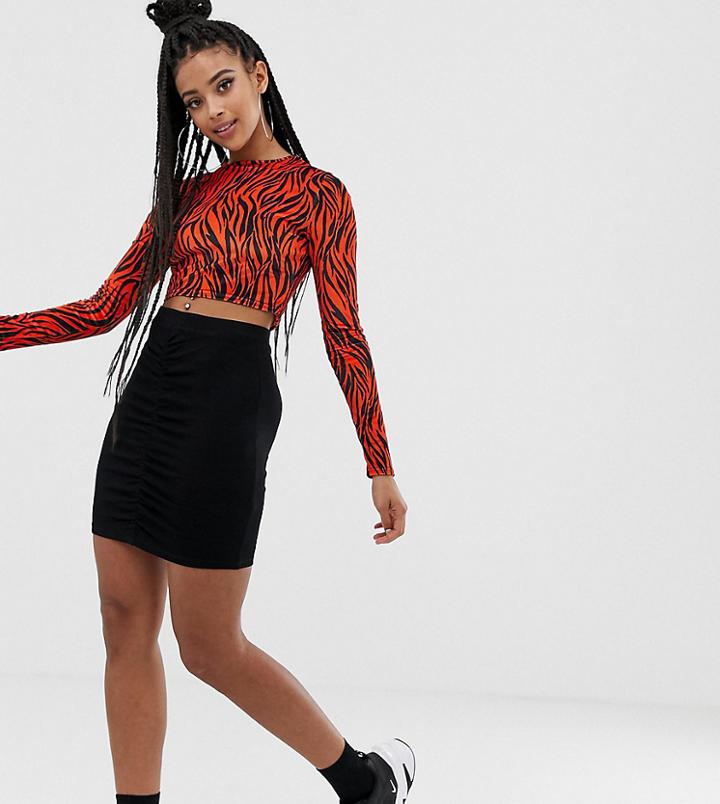 Collusion Ribbed Ruched Jersey Mini Skirt