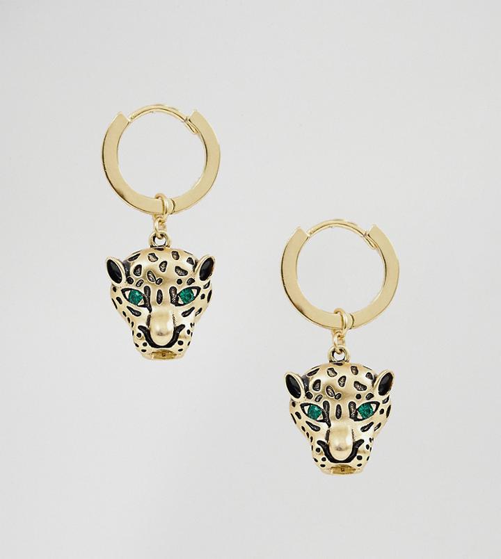 Orelia Gold Plated Huggie Hoop With Leopard Drop - Gold