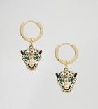 Orelia Gold Plated Huggie Hoop With Leopard Drop - Gold