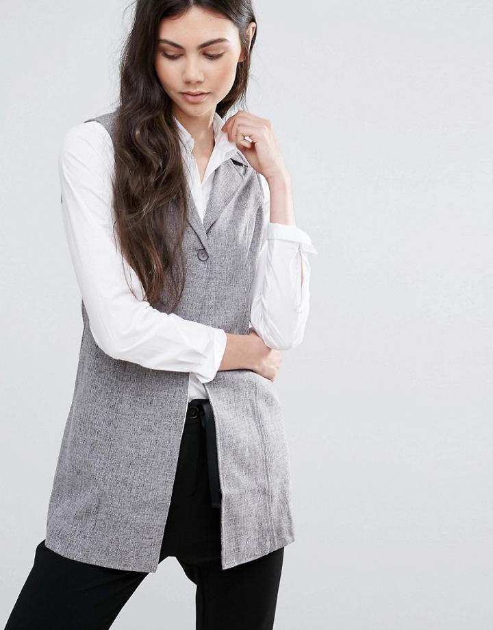 Madam Rage Sleeveless Blazer - Gray