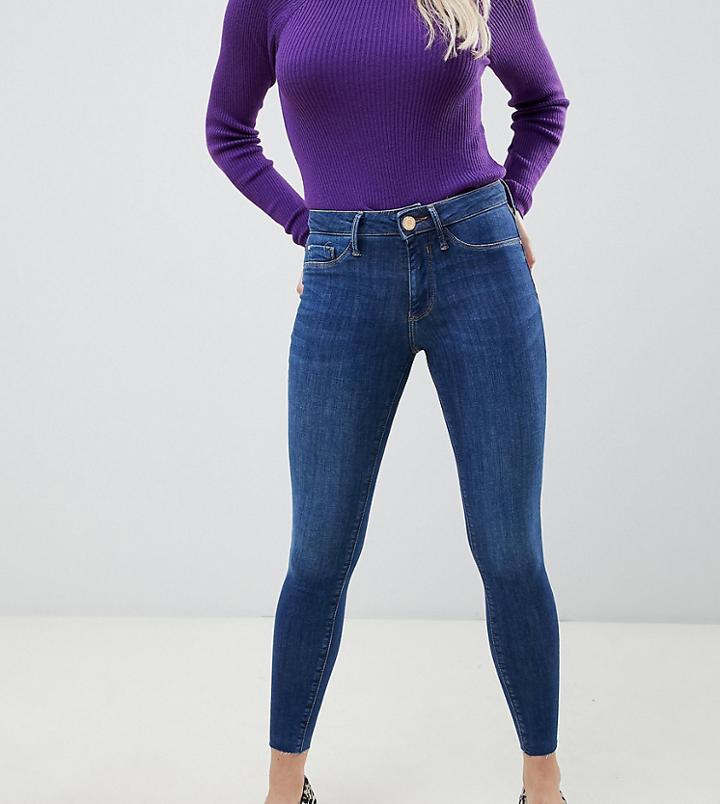 River Island Petite Molly Skinny Jeans In Mid Wash - Blue