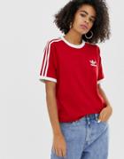 Adidas Originals Adicolor Three Stripe T-shirt In Red - Red
