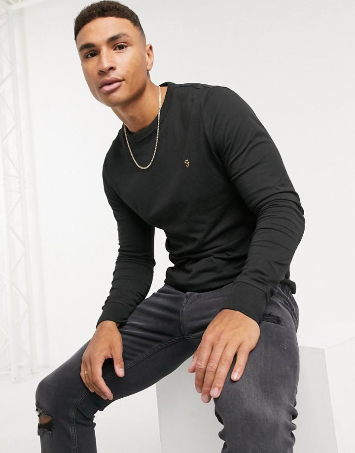 Farah Worth Long Sleeve Logo T-shirt In Black