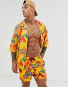 Asos Design Two-piece Swim Shorts In All Over Dragon Print Short Length - Black