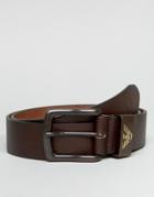 Armani Jeans Leather Belt In Brown - Brown