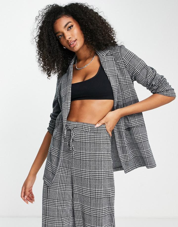 Asos Design Jersey Slouch Suit Blazer In Prince Of Wales Check-multi