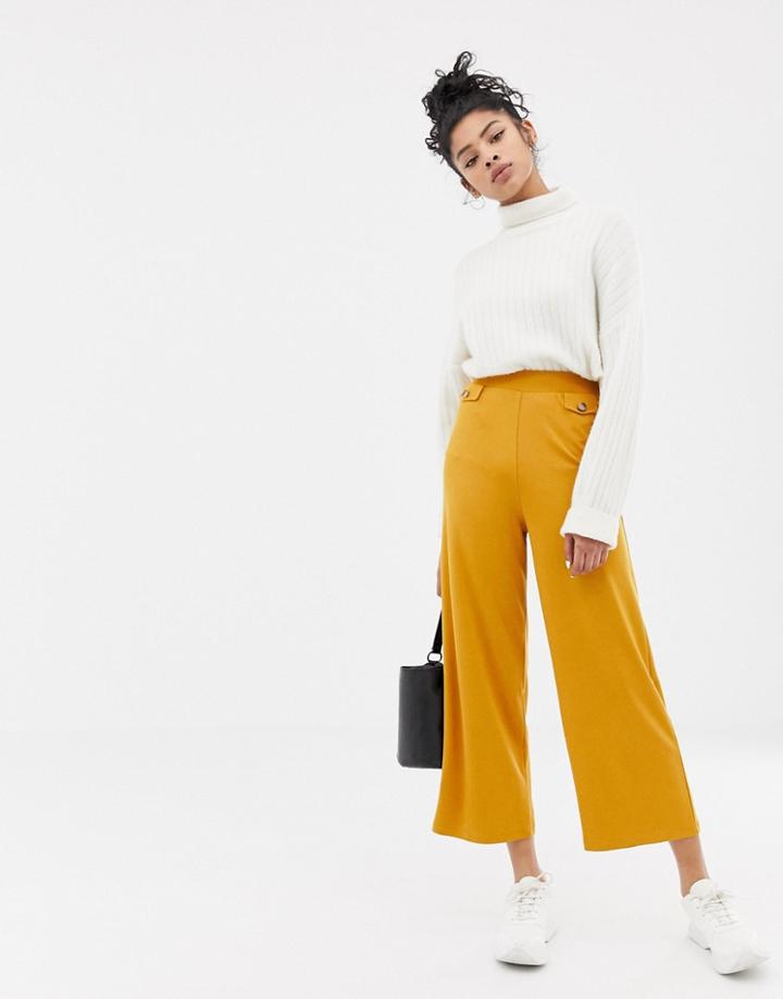 Asos Design 70s Ponte Straight Leg Pants - Yellow