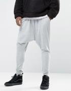 Asos Extreme Drop Crotch Joggers In Lightweight Jersey - Gray