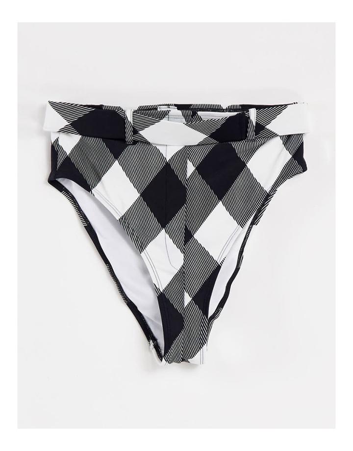 Asos Design High Waist Bikini Bottoms In Gingham - Part Of A Set-multi