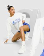 Asos Design Sweatshirt With Swimming Club Print In White