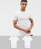 Asos Design 2 Pack Muscle Fit Crew Neck T-shirt Save-white