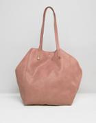 Asos Soft Shopper Bag With Removable Clutch - Pink