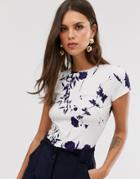 Ted Baker Fitted T-shirt In Bluebell Print-cream