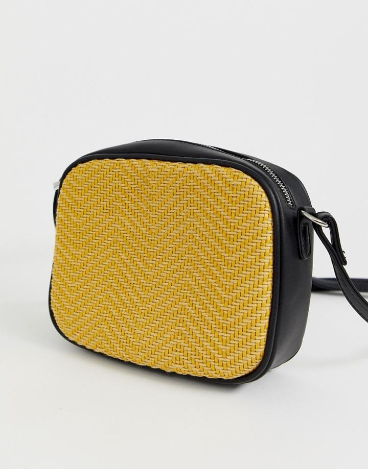 Pieces Rattan Cross Body Bag-yellow