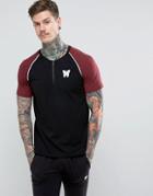 Good For Nothing T-shirt In Black With Half Zip - Black