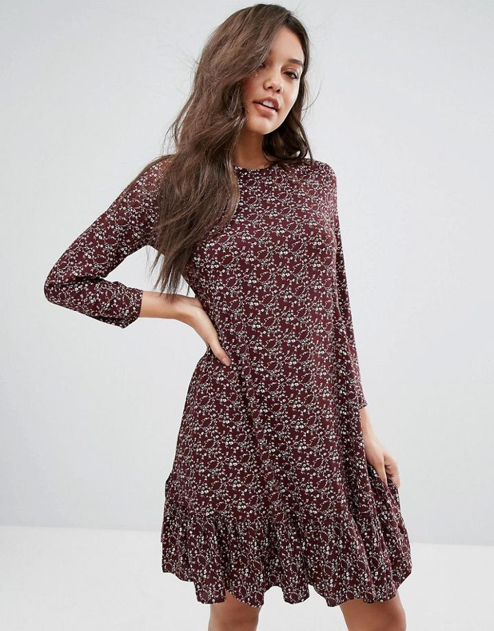 Y.a.s Drop Waist Dress With Long Sleeve - Purple
